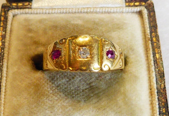 Victorian 18ct Ruby & Diamond Ring - image 1