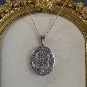 Fine Large Silver celtic Style Locket Pendant Necklace