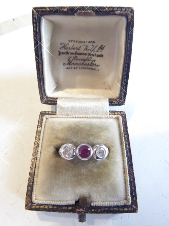 Fine Vintage Heavy 18ct Solid Gold Set Ruby And D… - image 8