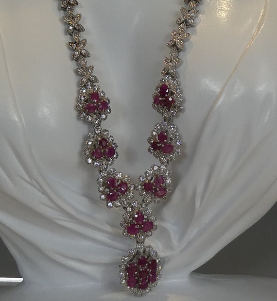 Fine Silver Real Ruby Set Neclace - image 2
