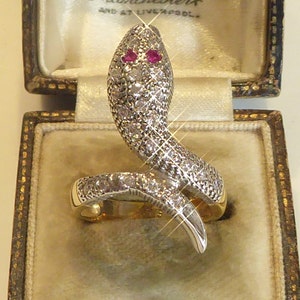 Snake Ring 18ct Gold on Solid Silver