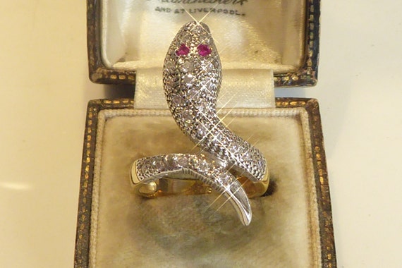 Snake Ring 18ct Gold on Solid Silver - image 1