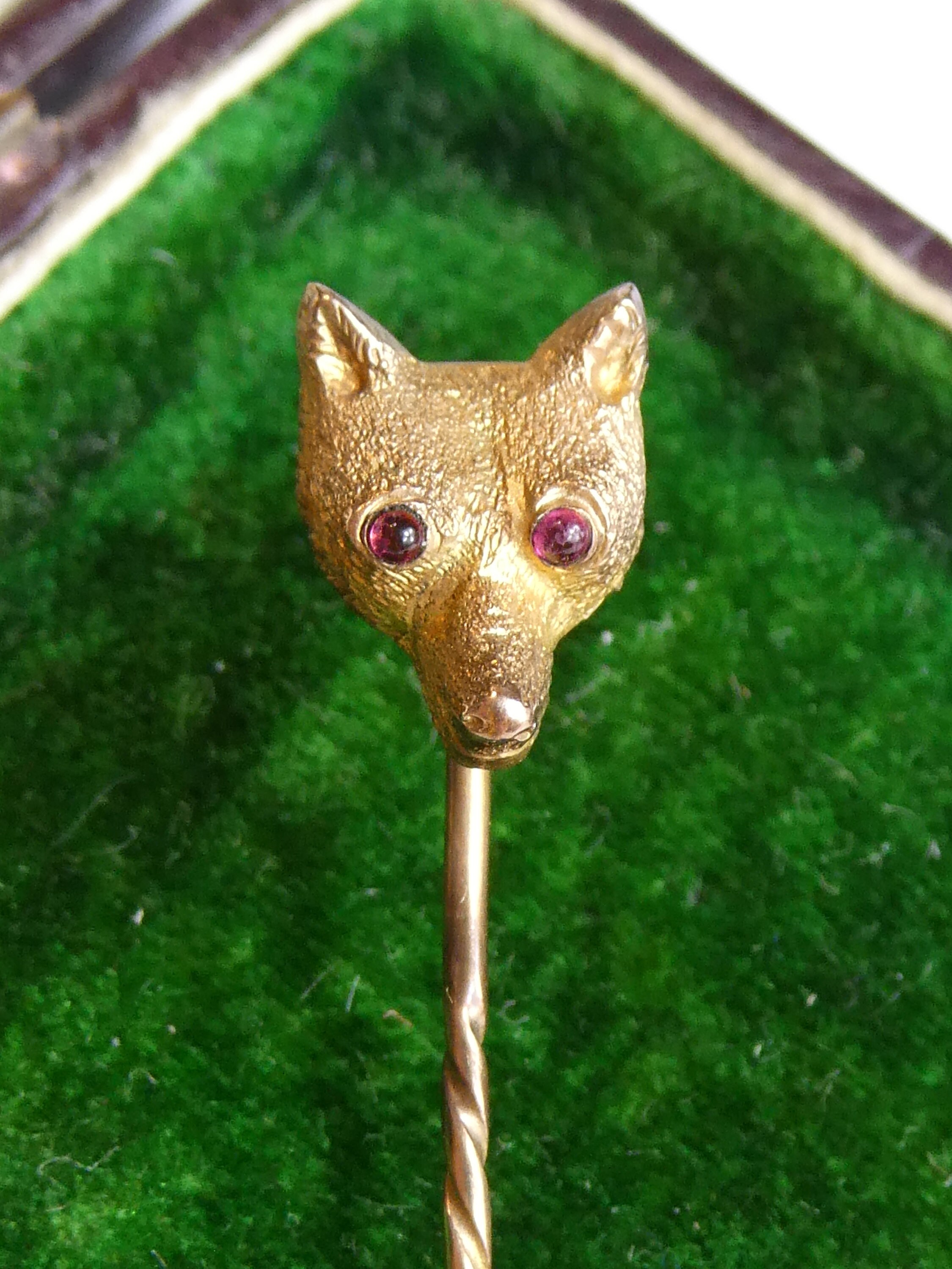 Fine Vintage 9ct Solid Gold Ruby Eye Fox Pin stick Brooch Etsy