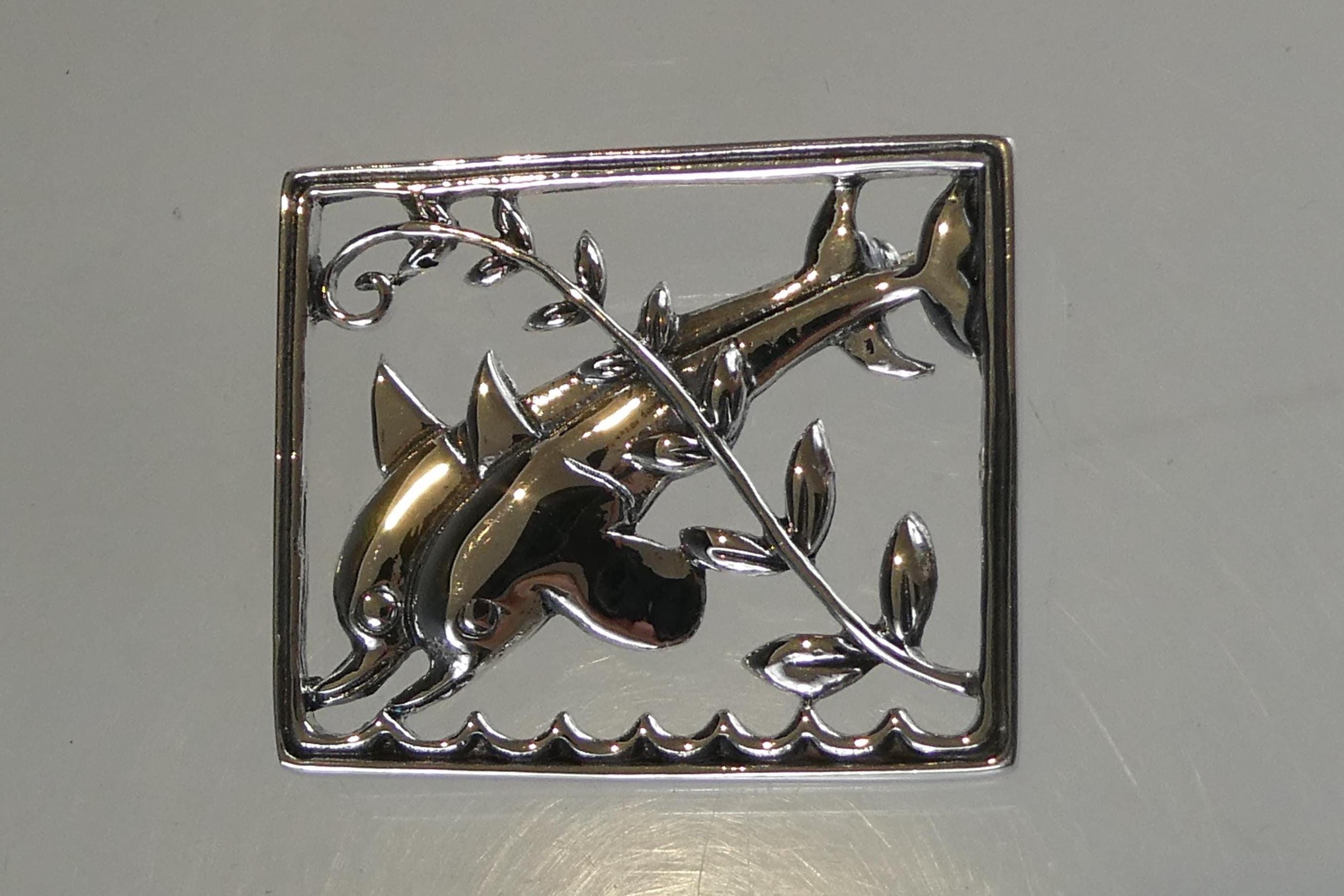 Silver Danish Silver Dolphin Brooch - Etsy
