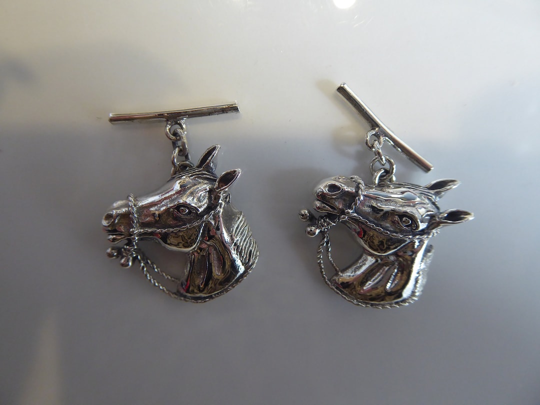 Boutons De Manchette Monnaie De Paris - Argent Massif Motif Cheval - Occasion