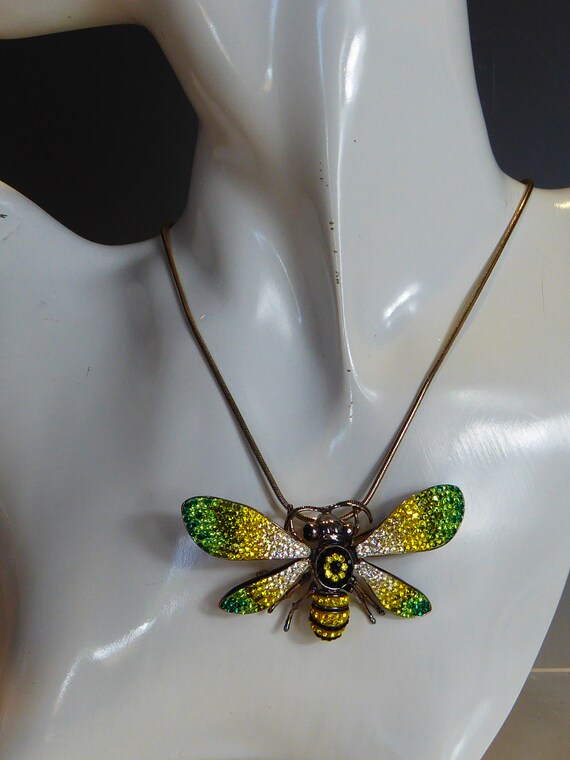 Large Solid Silver Bee Necklace / Brooch - image 5