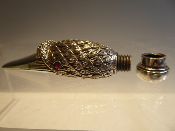 Superb solid silver swan head perfume bottle set … - image 8