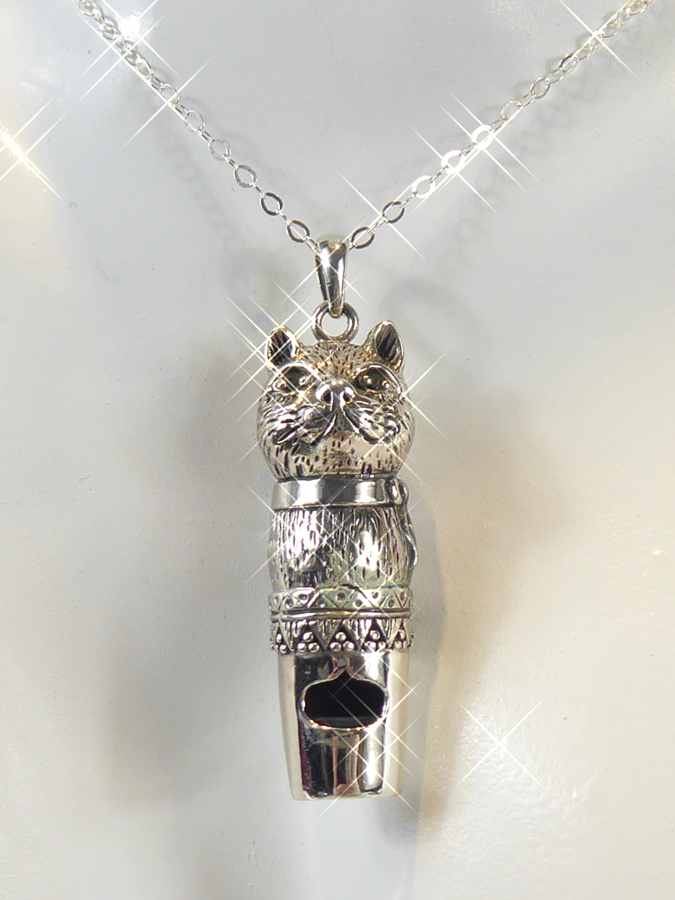 Cute Solid Silver Cat Whistle Pendant - Etsy