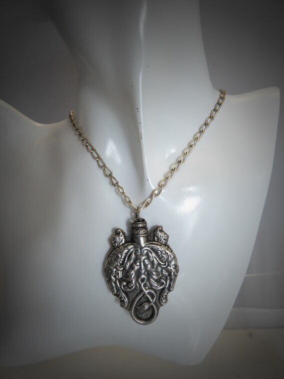 Vintage Solid Silver Mythical Embossed Perfume Pe… - image 4