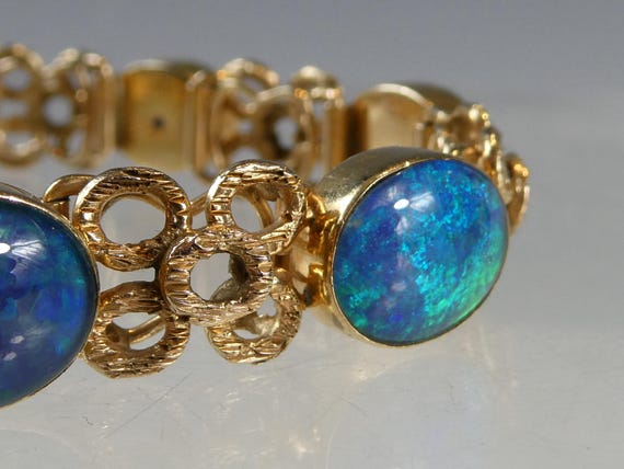 Fine Solid 9ct Gold Opal Bracelet - image 20