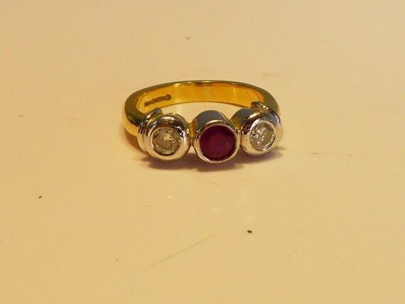 Fine Vintage Heavy 18ct Solid Gold Set Ruby And D… - image 10