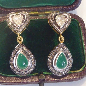 Emerald & Real Diamond set Drop Earrings