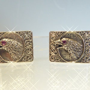 Silver American Eagle Ruby Set Cufflinks