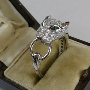 Fine Art Deco Style Panther Cat Ring