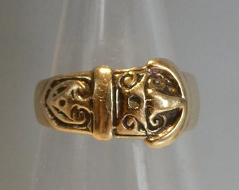 Anello con fibbia vintage in oro massiccio 9 carati