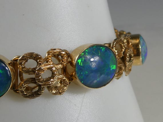 Fine Solid 9ct Gold Opal Bracelet - image 4