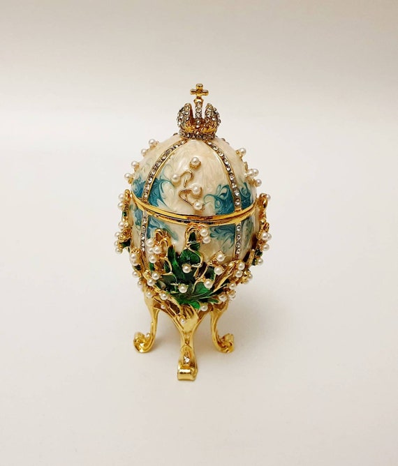 Faberge egg jewelry box stainless Steel&ceramic 12cm Etsy