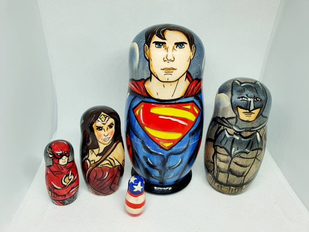 Marvel nesting dolls Superman super heroes matryoshka nesting Etsy