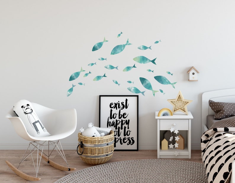 Fish Wall Decal Fish Watercolor Decal Etsy