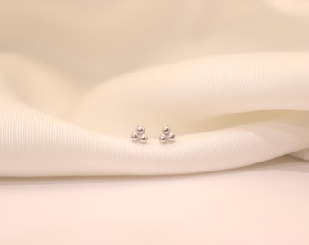 Minimalist Dot Trio Sterling Silver Stud Earrings, 4mm