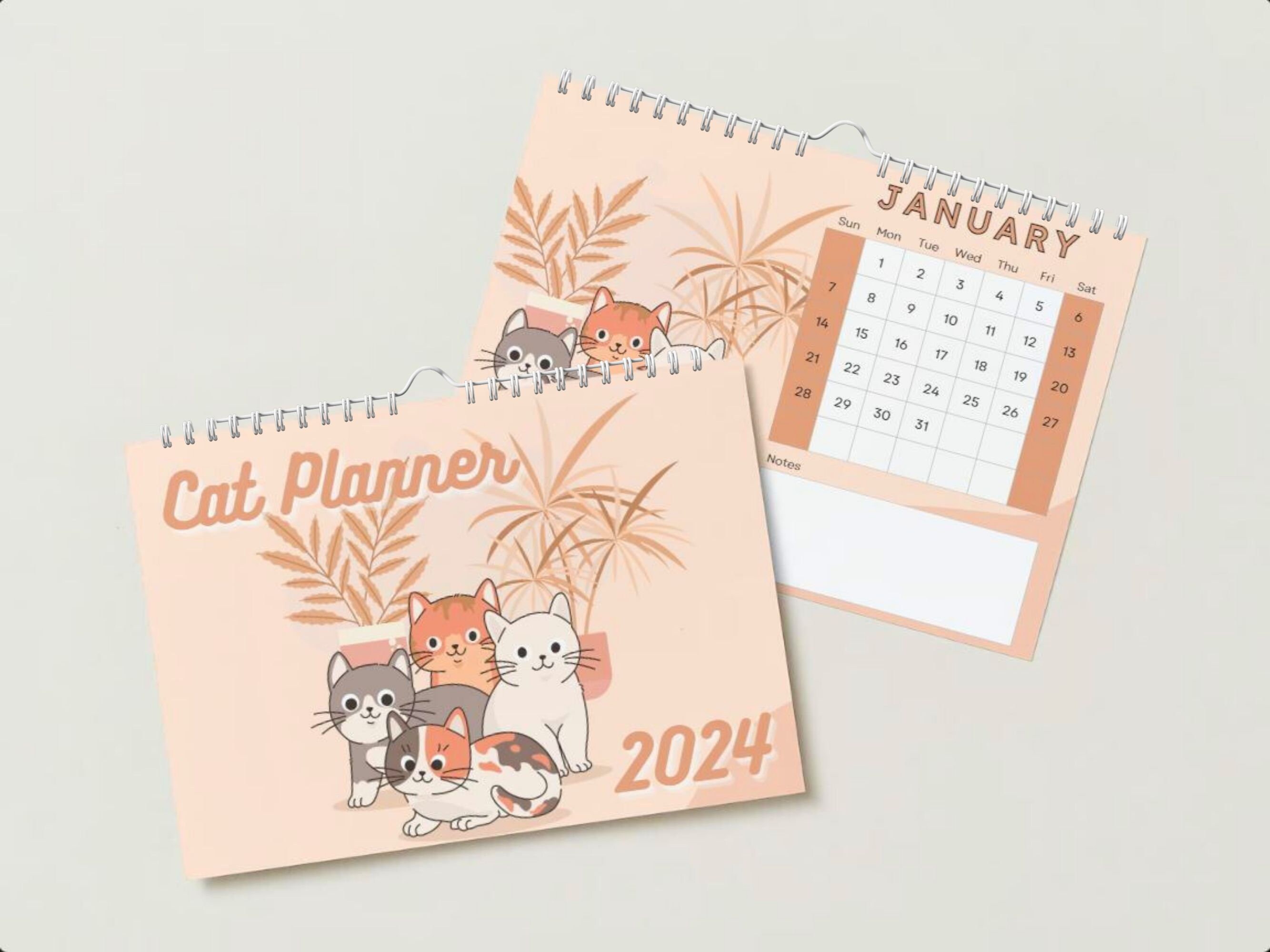 Chat 2024 Calendrier Et Planificateur Pour 2024, Illustration De Chat