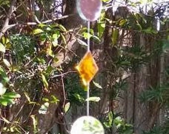 Mirror Sun Catcher Gold Diamond & Flower Mobile Hanger