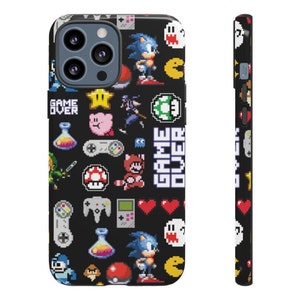 Retro Video Games Mario 80s iPhone Case iPhone 15 Pro Max Case w/ MagSafe iPhone 14 13 12 Pro Max iPhone XS Max, XR 8 Plus - Clear | Tough