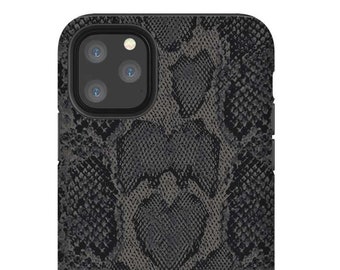 Magnetic Back NAVY Blue iphone 11 pro Snake Python Texture PU Leather Custom Monogram Personalised Phone Case with Initials For Him And Her