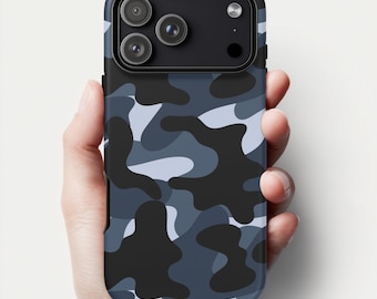Blue Camo Custom Phone Case | Protective Camouflage Design iPhone 17-12