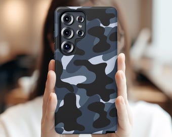 Samsung S26 Ultra S25 S24 S23 S22 Ultra Plus Case | Blue Navy Camouflage Design | Tough Protective Phone Cover