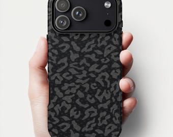 Black Leopard Print iPhone 17 Case | Minimalist Animal Print Phone Cover