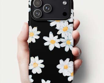 Moody Floral iPhone Case | Black Daisy Dark Botanical | Clear & Tough Case for iPhone 17 16