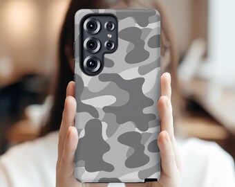 Samsung S26 Ultra S25 S24 S23 S22 Ultra Plus Case | Gray Urban Stealth Camo Design | Tough Protective Phone Cover