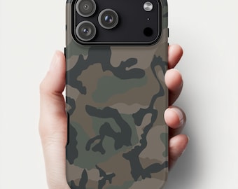 iPhone 17 16 15 14 13 12 Pro Max Plus Case | Classic Army Green Camo Design | Tough Protective Phone Cover
