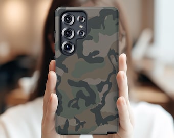 Samsung S26 Ultra S25 S24 S23 S22 Ultra Plus Case | Classic Army Green Camo Design | Tough Protective Phone Cover