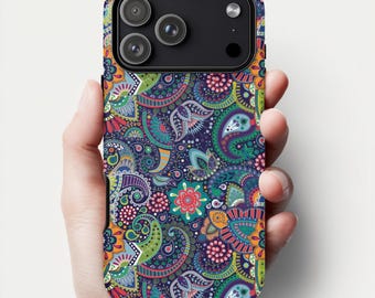 Green Paisley Custom Phone Case | Personalized Boho Design iPhone 17-12