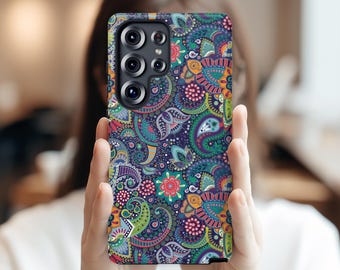 Vibrant Green Paisley Samsung Galaxy S26 S25 Ultra Phone Case S24 S23 S22 Ultra Plus