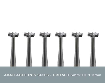 6 x Wheel Burs per Stone Setting (0,6 - 1,2 mm) Gioielli Making. Prodotto in Germania