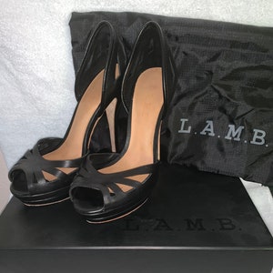 L.A.M.B. Peep Toe Platform Heels