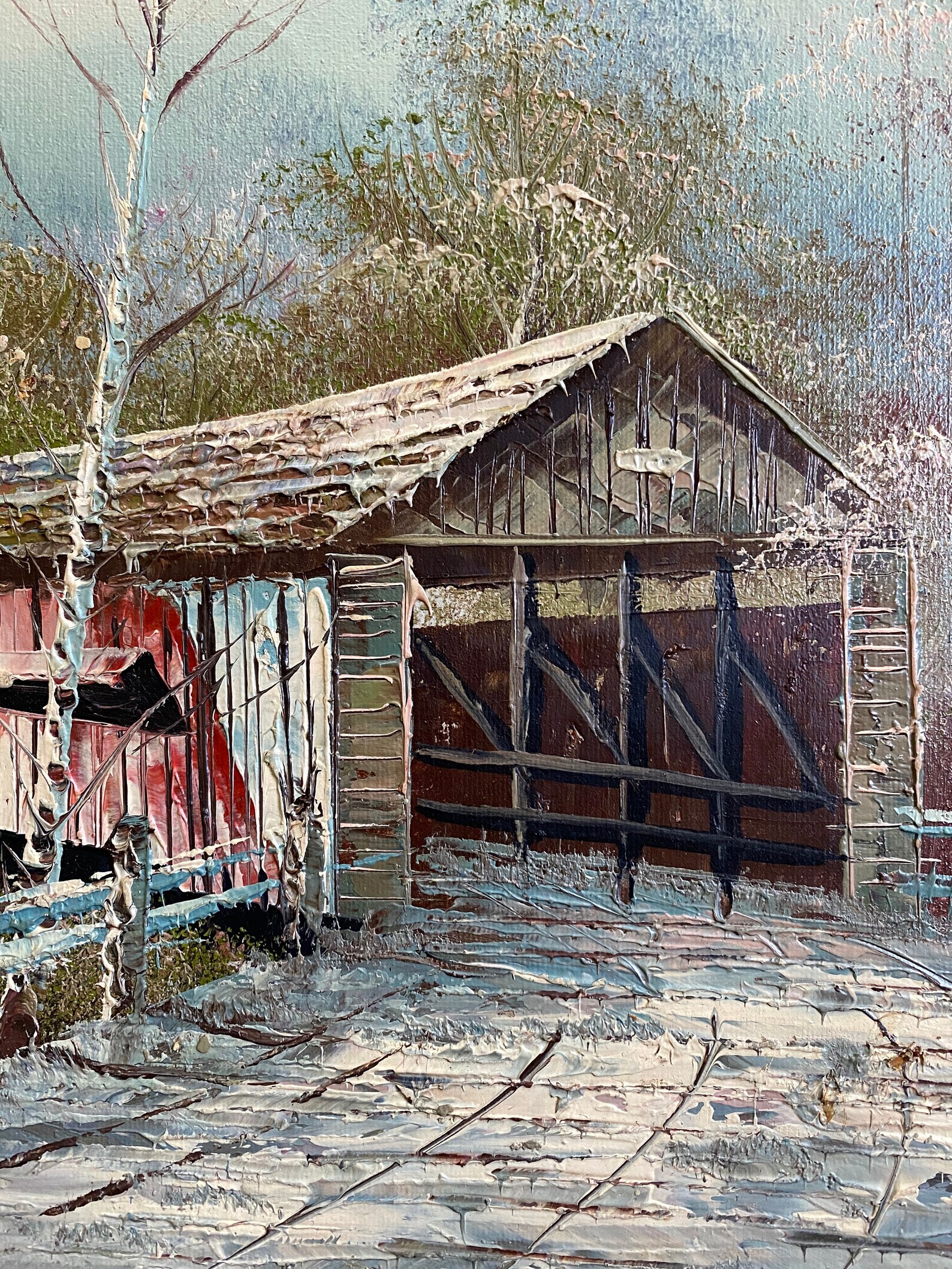 Original Covered Bridge Oil Painting Etsy