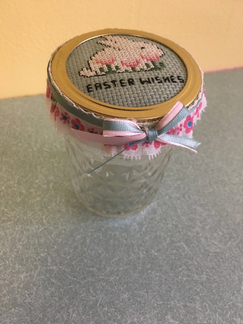 Handmade Easter Cross Stitch Small Mason Jar Etsy