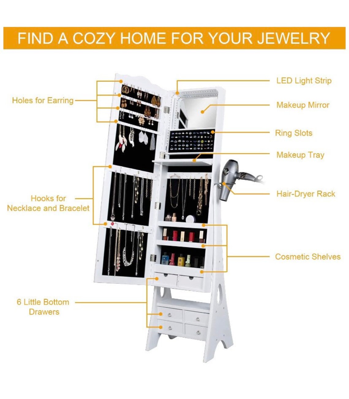 MIRROR JEWELRY STAND Libre Standing Joyería espejo de | Etsy