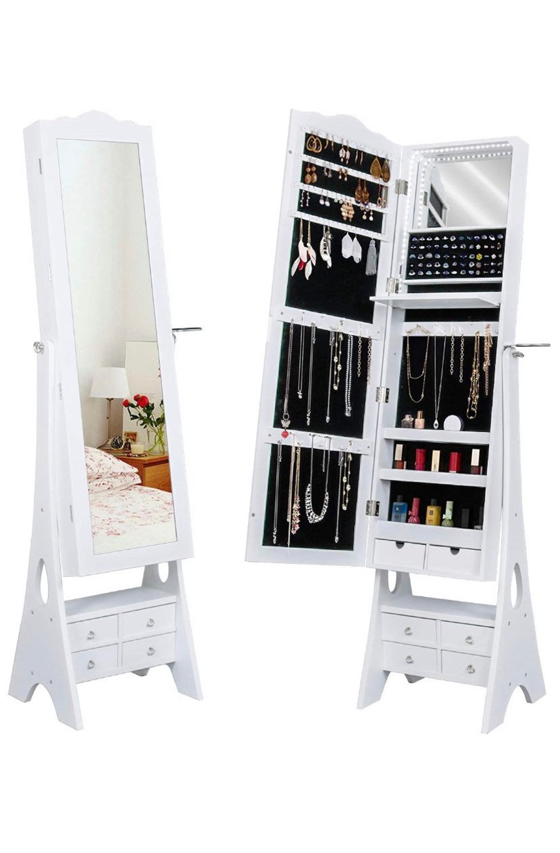 MIRROR JEWELRY STAND Free Standing Jewelry Full Length Etsy