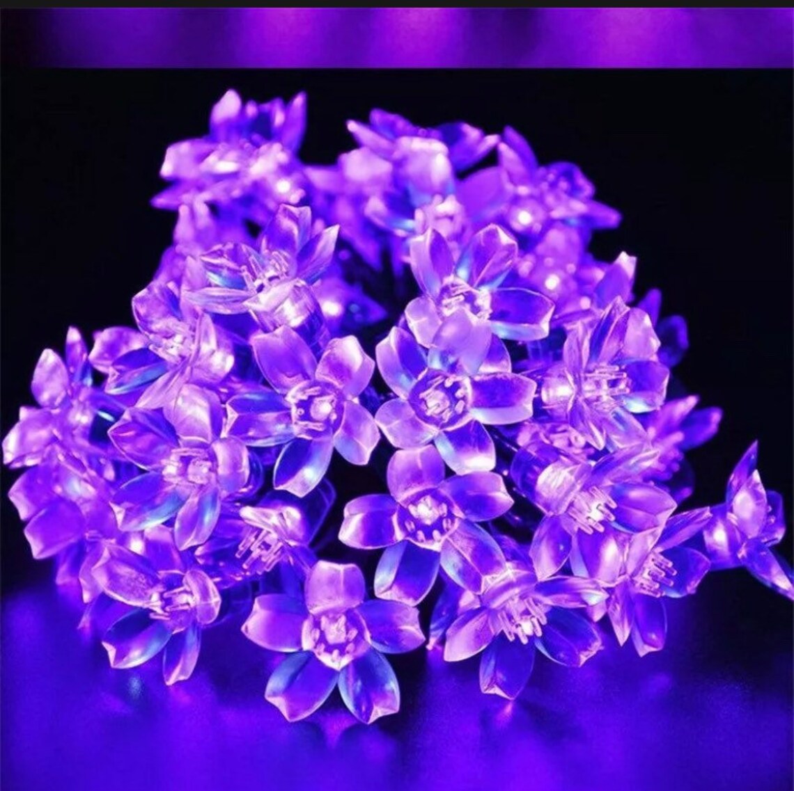 SOLAR FLOWER LIGHTS Purple Flower String Lights Waterproof Etsy
