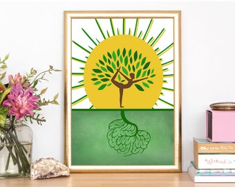 YOGA MIND ART eclectic yogi Downloadable Modern Art - Sun Tree Rooted
