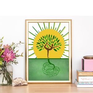 YOGA MIND ART eclectic yogi Downloadable Modern Art - Sun Tree Rooted