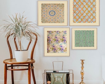 Vintage - retro - PRINTABLE - 10x10 - Set - 4 piece Wall Art - Eclectic Home Aesthetic - BOHO DECOR  - Posters
