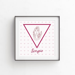 SCORPIO WALL ART - Zodiac Sign - 10x10 - Square Frame - Constellations - Wall Art - Digital Download