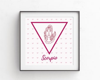 SCORPIO WALL ART - Zodiac Sign - 10x10 - Square Frame - Constellations - Wall Art - Digital Download