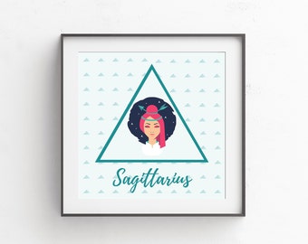 SAGITTARIUS WALL ART - Downloadable Print - 10x10 - Square - Zodiac - Sun Sign - Moon Sign - Sag - Eclectic -
